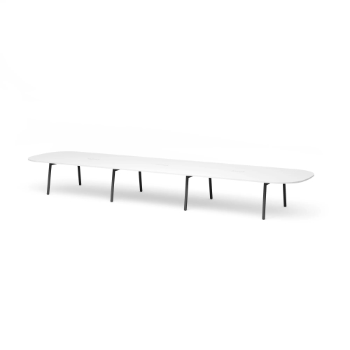Poppin Series A - Scale Racetrack Conference Table 246 inch x 60 inch, Color White, Charcoal Frame and Legs | Corporate Workspaces-1