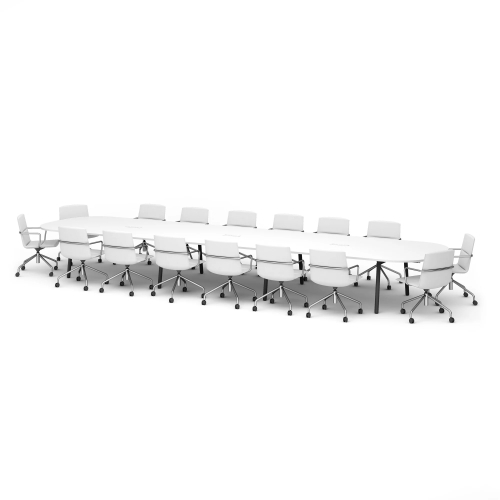 Poppin Series A - Scale Racetrack Conference Table 246 inch x 60 inch, Color White, Charcoal Frame and Legs | Corporate Workspaces-2