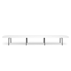 Poppin Series A - Scale Racetrack Conference Table 246 inch x 60 inch, Color White, Charcoal Frame and Legs | Corporate Workspaces