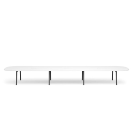 Poppin Series A - Scale Racetrack Conference Table 246 inch x 60 inch, Color White, Charcoal Frame and Legs | Corporate Workspaces