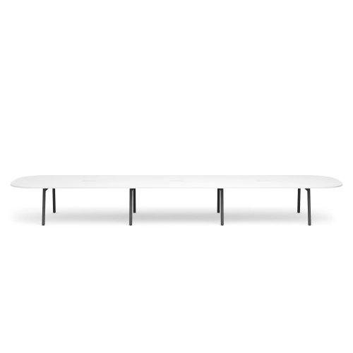 Poppin Series A - Scale Racetrack Conference Table 246 inch x 60 inch, Color White, Charcoal Frame and Legs | Corporate Workspaces