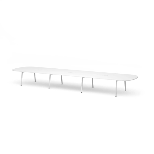 Poppin Series A - Scale Racetrack Conference Table 246 inch x 60 inch, Color White, White Frameand Legs | Management Offices-1