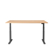 Poppin Series L 3S - Adjustable Height Desk, Color Natural Oak, Charcoal Frame and Legs | Offices-1