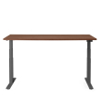 Poppin Series L 3S - Adjustable Height Desk, Color Walnut, Charcoal Frame and Legs | Workspaces-1