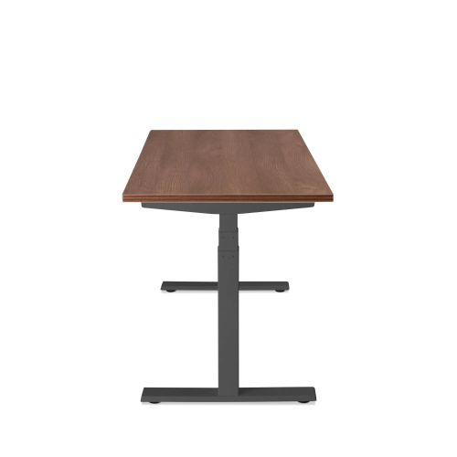Poppin Series L 3S - Adjustable Height Desk, Color Walnut, Charcoal Frame and Legs | Workspaces-2