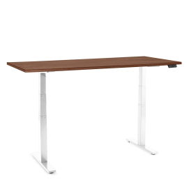 Poppin Series L 3S - Adjustable Height Desk, Color Walnut, White Frame and Legs | Office & Remote Work