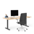 Poppin Series L 2S - Adjustable Height Desk, 72 inch, Color Natural Oak on Charcoal Legs | Workspaces-1