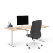 Poppin Series L 2S - Adjustable Height Desk, 72 inch, Color Natural Oak on White Legs | Home Office & Corporate Use-1