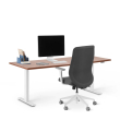 Poppin Series L 2S - Adjustable Height Desk, 72 inch, Color Walnut on White Legs | Office & Remote Work-1