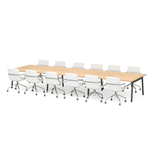 Poppin Series A - Scale Rectangular Conference Table 198 inch x 60 inch, Color Natural Oak, Charcoal Frame and Legs | Professional Use-2