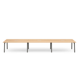 Poppin Series A - Scale Rectangular Conference Table 198 inch x 60 inch, Color Natural Oak, Charcoal Frame and Legs | Professional Use