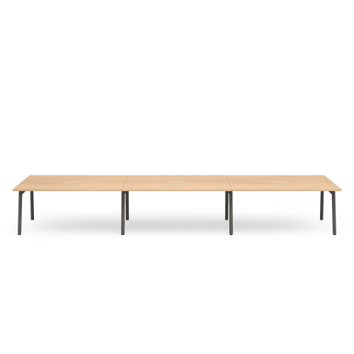 Poppin Series A - Scale Rectangular Conference Table 198 inch x 60 inch, Color Natural Oak, Charcoal Frame and Legs | Professional Use