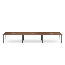 Poppin Series A - Scale Rectangular Conference Table 198 inch x 60 inch, Color Walnut, Charcoal Frame and Legs | Corporate Offices