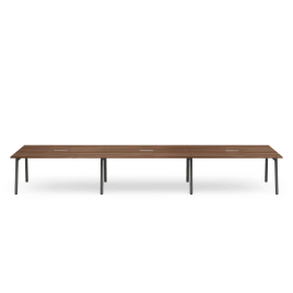 Poppin Series A - Scale Rectangular Conference Table 198 inch x 60 inch, Color Walnut, Charcoal Frame and Legs | Corporate Offices