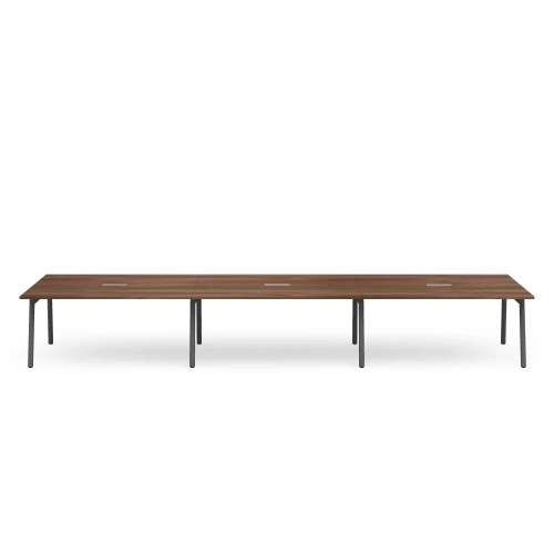Poppin Series A - Scale Rectangular Conference Table 198 inch x 60 inch, Color Walnut, Charcoal Frame and Legs | Corporate Offices