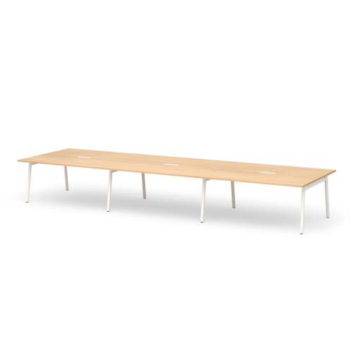 Poppin Series A - Scale Rectangular Conference Table 198 inch x 60 inch, Color Natural Oak, White Frame and Legs | Corporate Offices-1