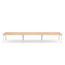 Poppin Series A - Scale Rectangular Conference Table 198 inch x 60 inch, Color Natural Oak, White Frame and Legs | Corporate Offices