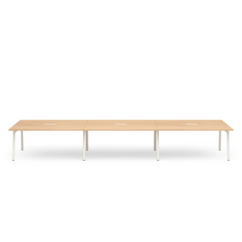 Poppin Series A - Scale Rectangular Conference Table 198 inch x 60 inch, Color Natural Oak, White Frame and Legs | Corporate Offices