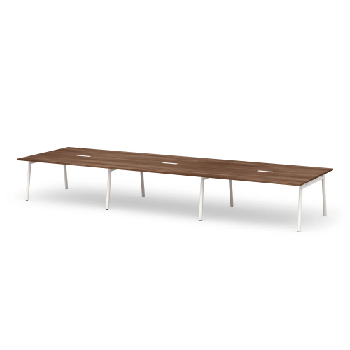 Poppin Series A - Scale Rectangular Conference Table 198 inch x 60 inch, Color Walnut, White Frame and Legs | Corporate Environments-1