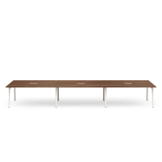 Poppin Series A - Scale Rectangular Conference Table 198 inch x 60 inch, Color Walnut, White Frame and Legs | Corporate Environments