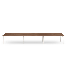 Poppin Series A - Scale Rectangular Conference Table 198 inch x 60 inch, Color Walnut, White Frame and Legs | Corporate Environments
