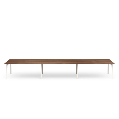 Poppin Series A - Scale Rectangular Conference Table 198 inch x 60 inch, Color Walnut, White Frame and Legs | Corporate Environments