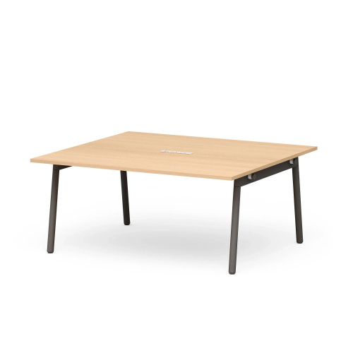 Poppin Series A - Scale Rectangular Conference Table 66 inch x 60 inch, Color Natural Oak, Charcoal Frame and Legs | Professional Use-1