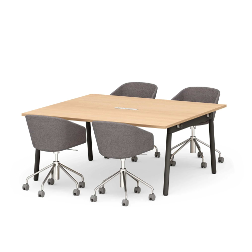 Poppin Series A - Scale Rectangular Conference Table 66 inch x 60 inch, Color Natural Oak, Charcoal Frame and Legs | Professional Use-2