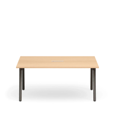 Poppin Series A - Scale Rectangular Conference Table 66 inch x 60 inch, Color Natural Oak, Charcoal Frame and Legs | Professional Use