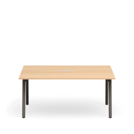 Poppin Series A - Scale Rectangular Conference Table 66 inch x 60 inch, Color Natural Oak, Charcoal Frame and Legs | Professional Use