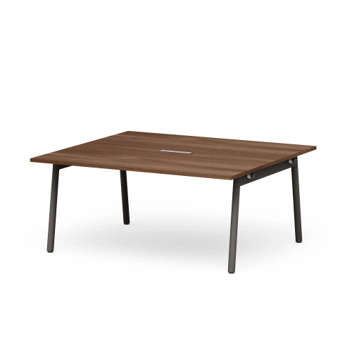 Poppin Series A - Scale Rectangular Conference Table 66 inch x 60 inch, Color Walnut, Charcoal Frame and Legs | Professional Workspace-1