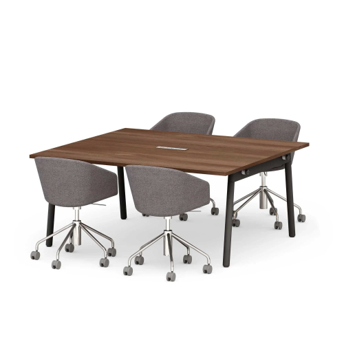Poppin Series A - Scale Rectangular Conference Table 66 inch x 60 inch, Color Walnut, Charcoal Frame and Legs | Professional Workspace-2