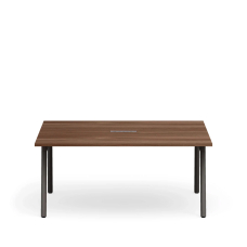 Poppin Series A - Scale Rectangular Conference Table 66 inch x 60 inch, Color Walnut, Charcoal Frame and Legs | Professional Workspace
