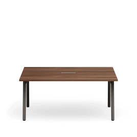 Poppin Series A - Scale Rectangular Conference Table 66 inch x 60 inch, Color Walnut, Charcoal Frame and Legs | Professional Workspace