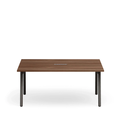 Poppin Series A - Scale Rectangular Conference Table 66 inch x 60 inch, Color Walnut, Charcoal Frame and Legs | Professional Workspace