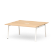 Poppin Series A - Scale Rectangular Conference Table 66 inch x 60 inch, Color Natural Oak, White Frame and Legs | Corporate Offices-1
