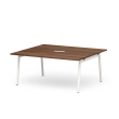 Poppin Series A - Scale Rectangular Conference Table 66 inch x 60 inch, Color Walnut, White Frame and Legs | Corporate Environments-1