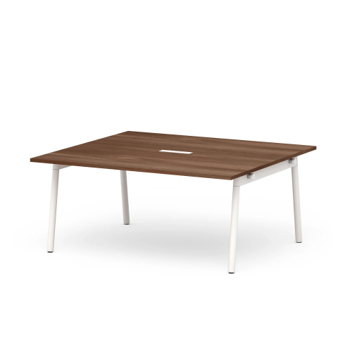 Poppin Series A - Scale Rectangular Conference Table 66 inch x 60 inch, Color Walnut, White Frame and Legs | Corporate Environments-1