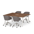 Poppin Series A - Scale Rectangular Conference Table 66 inch x 60 inch, Color Walnut, White Frame and Legs | Corporate Environments-2