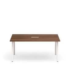 Poppin Series A - Scale Rectangular Conference Table 66 inch x 60 inch, Color Walnut, White Frame and Legs | Corporate Environments