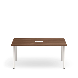 Poppin Series A - Scale Rectangular Conference Table 66 inch x 60 inch, Color Walnut, White Frame and Legs | Corporate Environments