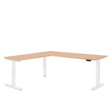 Poppin Series L 3S - Corner Desk, Left Handed, Color Natural Oak on White Legs | Home Office & Corporate Use