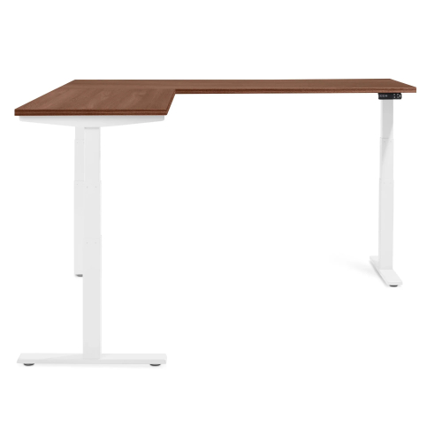 Poppin Series L 3S - Corner Desk, Left Handed, Walnut Oak on White Legs | Office & Remote Work-1