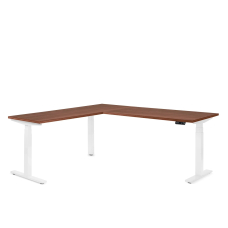 Poppin Series L 3S - Corner Desk, Left Handed, Walnut Oak on White Legs | Office & Remote Work