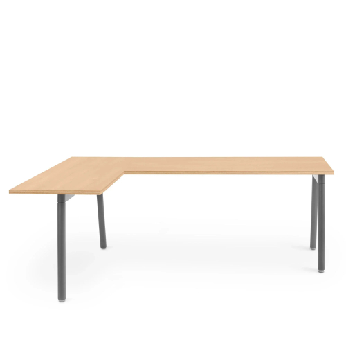 Poppin Series A - Corner Desk, Left Handed, Color Natural Oak on Charcoal Legs | Home Office & Small Spaces