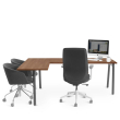 Poppin Series A - Corner Desk, Left Handed, Color Walnut on Charcoal Legs | Home Office Setup-1