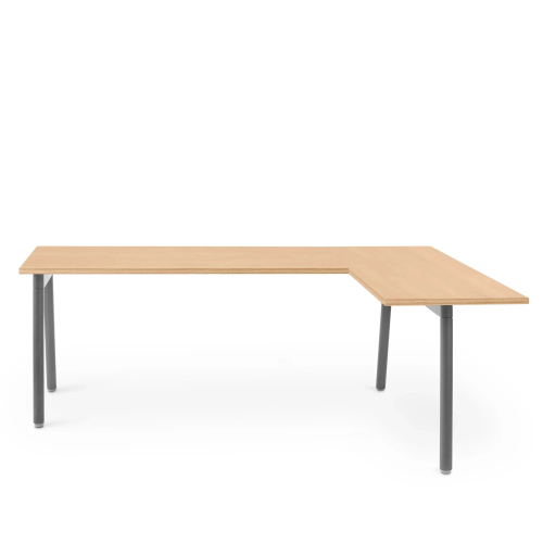 Poppin Series A - Corner Desk, Right Handed, Color Natural Oak on Charcoal Legs | Work & Study-1