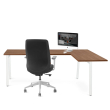Poppin Series A - Corner Desk, Right Handed, Color Walnut on White Legs | Home Office & Remote Work-1