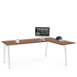 Poppin Series A - Corner Desk, Right Handed, Color Walnut on White Legs | Home Office & Remote Work-2