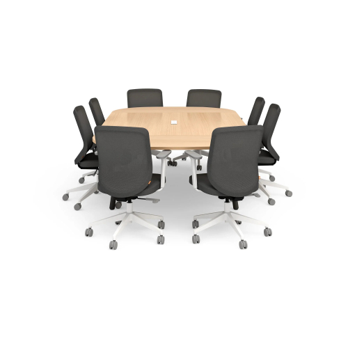 Poppin Series A - Scale Racetrack Conference Table 114 inch x 60 inch, Color Natural Oak, Charcoal Frame and Legs | Professional Use-2